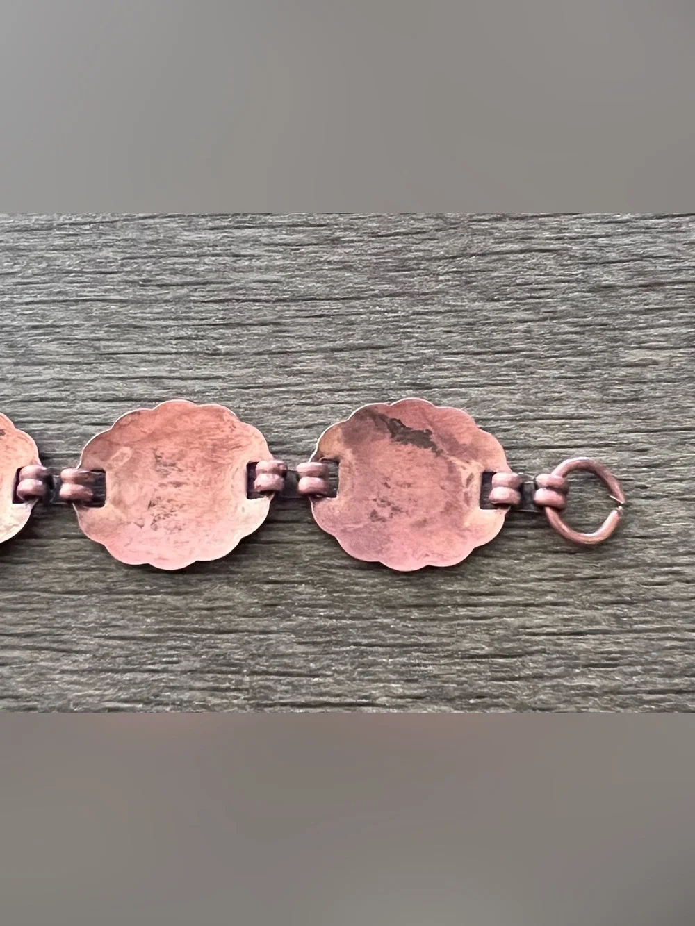 Vintage Fred Harvey Era Pure Copper Stamped Concho Style Bracelet
